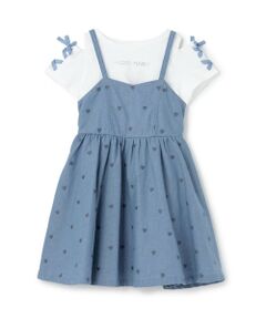 mezzo piano / メゾピアノ ミニ丈・ひざ丈ワンピース | 【人気商品再入荷】【直営店で取り扱い無し】肩開きTシャツ＆キャミワンピースセット