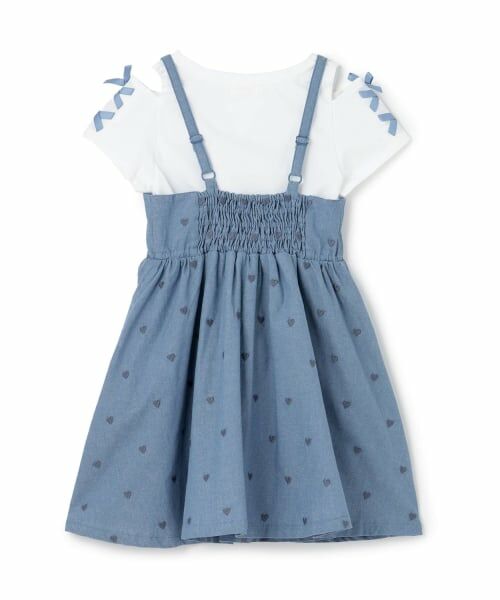 mezzo piano / メゾピアノ ミニ丈・ひざ丈ワンピース | 【人気商品再入荷】【直営店で取り扱い無し】肩開きTシャツ＆キャミワンピースセット | 詳細1