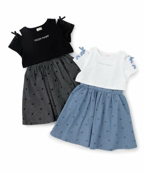 mezzo piano / メゾピアノ ミニ丈・ひざ丈ワンピース | 【人気商品再入荷】【直営店で取り扱い無し】肩開きTシャツ＆キャミワンピースセット | 詳細12