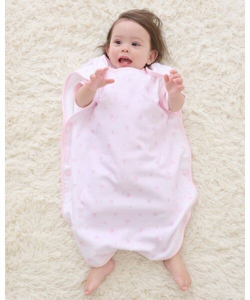 mezzo piano / メゾピアノ ベビー・キッズウエア | バラ柄ガーゼタオル　スリーパー（ライト ピンク）