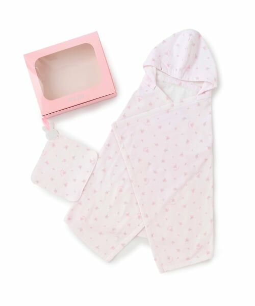 mezzo piano / メゾピアノ ベビー・キッズグッズ | 【BOX付】バラ柄ガーゼタオル・バスポンチョ・ハンカチセット（ライト ピンク）