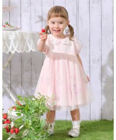 mezzo piano / メゾピアノ ミニ丈・ひざ丈ワンピース | フェアリー刺繍チュールドッキングワンピース＆ブルマセット