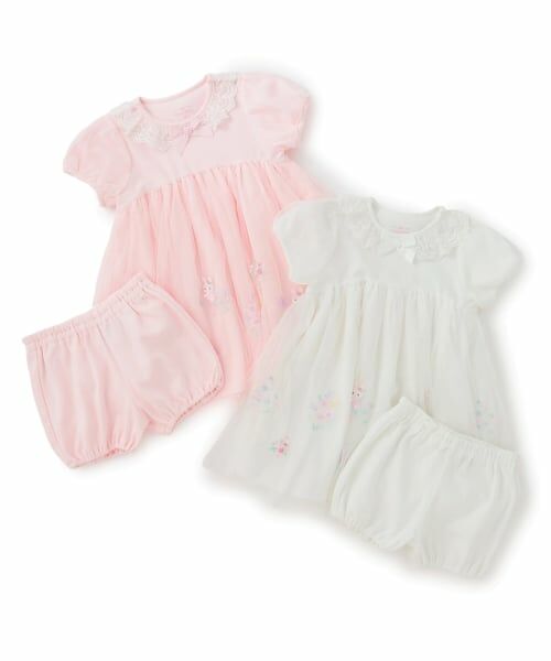 mezzo piano / メゾピアノ ミニ丈・ひざ丈ワンピース | フェアリー刺繍チュールドッキングワンピース＆ブルマセット | 詳細10