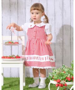 mezzo piano / メゾピアノ ミニ丈・ひざ丈ワンピース | 裾ロゴ刺しゅう　ギンガムチェックワンピース