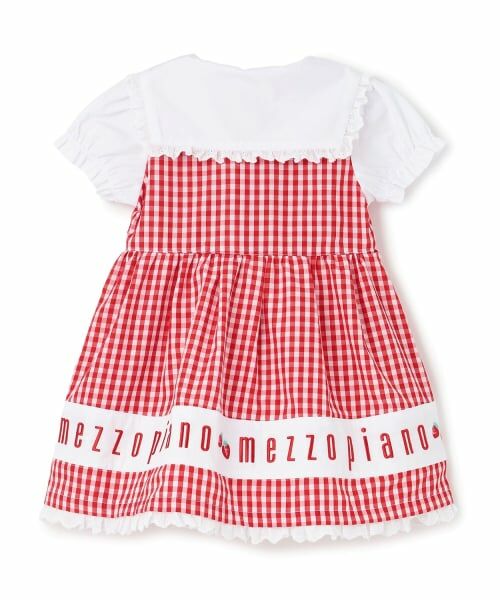 mezzo piano / メゾピアノ ミニ丈・ひざ丈ワンピース | 裾ロゴ刺しゅう　ギンガムチェックワンピース | 詳細1