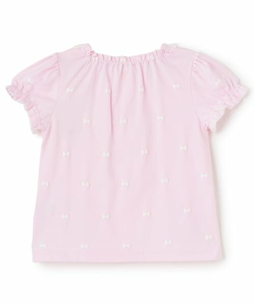 mezzo piano / メゾピアノ Tシャツ | ウサギマスコットつき　リボン柄　半袖Tシャツ | 詳細1