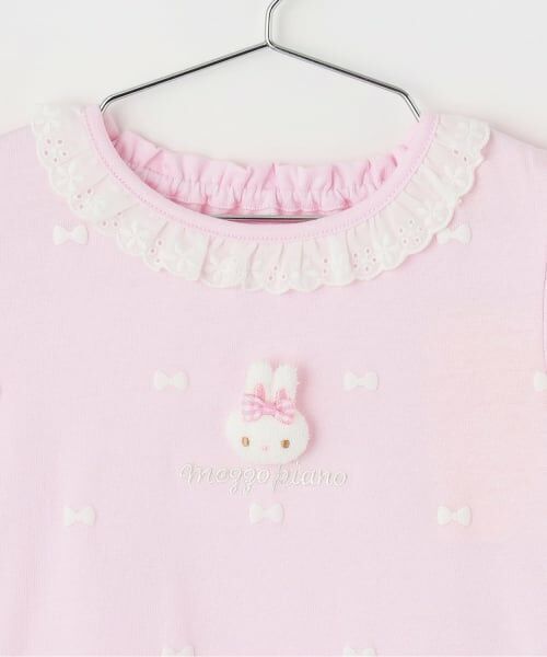 mezzo piano / メゾピアノ Tシャツ | ウサギマスコットつき　リボン柄　半袖Tシャツ | 詳細2