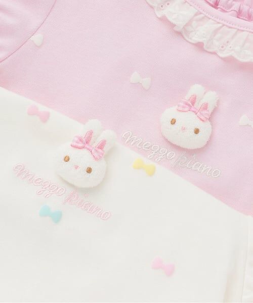 mezzo piano / メゾピアノ Tシャツ | ウサギマスコットつき　リボン柄　半袖Tシャツ | 詳細3