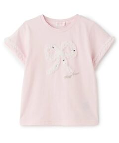 mezzo piano / メゾピアノ Tシャツ | 【人気商品再入荷】【直営店で取り扱い無し】フリルリボン　半袖Tシャツ