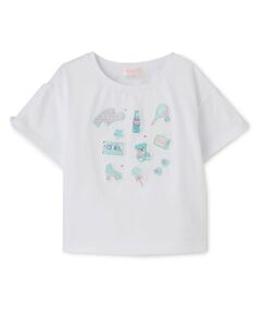 mezzo piano / メゾピアノ Tシャツ | 【人気商品再入荷】【直営店で取り扱い無し】ステッカーアップリケ　半袖Tシャツ