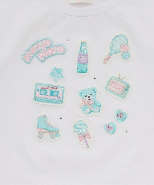 mezzo piano / メゾピアノ Tシャツ | 【人気商品再入荷】【直営店で取り扱い無し】ステッカーアップリケ　半袖Tシャツ | 詳細2