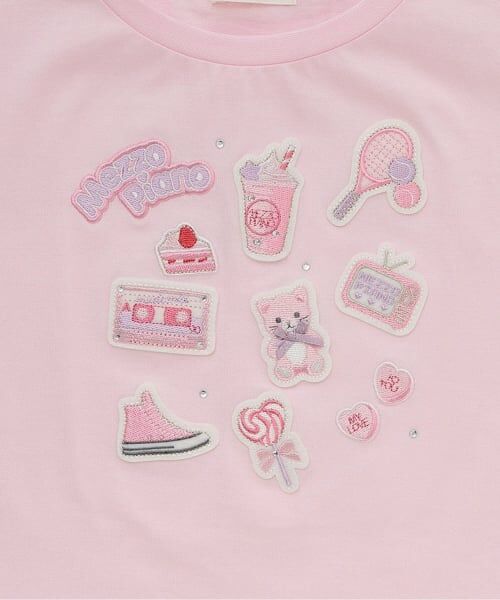 mezzo piano / メゾピアノ Tシャツ | 【人気商品再入荷】【直営店で取り扱い無し】ステッカーアップリケ　半袖Tシャツ | 詳細3