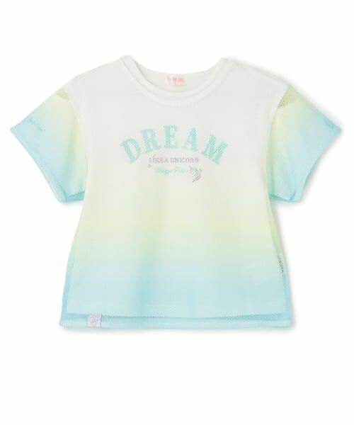 mezzo piano / メゾピアノ Tシャツ | 【人気商品再入荷】【直営店で取り扱い無し】グラデーションメッシュ　レイヤードTシャツ（ミント）