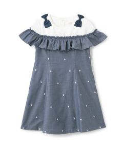 mezzo piano / メゾピアノ ミニ丈・ひざ丈ワンピース | 【人気商品再入荷】【直営店で取り扱い無し】星刺しゅうワンピース