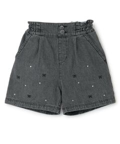 mezzo piano / メゾピアノ ショート・ハーフ・半端丈パンツ | 【人気商品再入荷】【直営店で取り扱い無し】リボン刺しゅうラインストーン　ショートパンツ