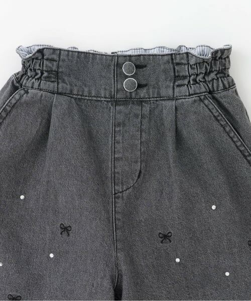 mezzo piano / メゾピアノ ショート・ハーフ・半端丈パンツ | 【人気商品再入荷】【直営店で取り扱い無し】リボン刺しゅうラインストーン　ショートパンツ | 詳細2