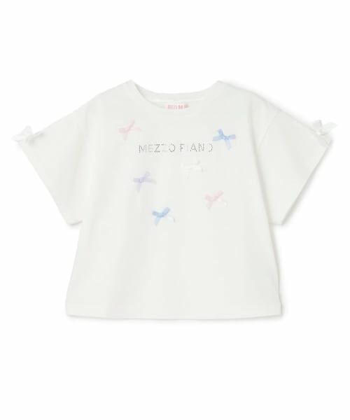 mezzo piano / メゾピアノ Tシャツ | 【人気商品再入荷】【直営店で取り扱い無し】ジェラートリボン　半袖Tシャツ（オフ ホワイト）