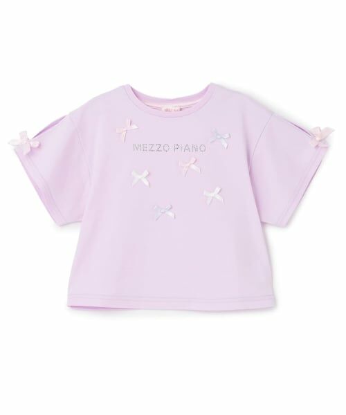 mezzo piano / メゾピアノ Tシャツ | 【人気商品再入荷】【直営店で取り扱い無し】ジェラートリボン　半袖Tシャツ（ライラック）