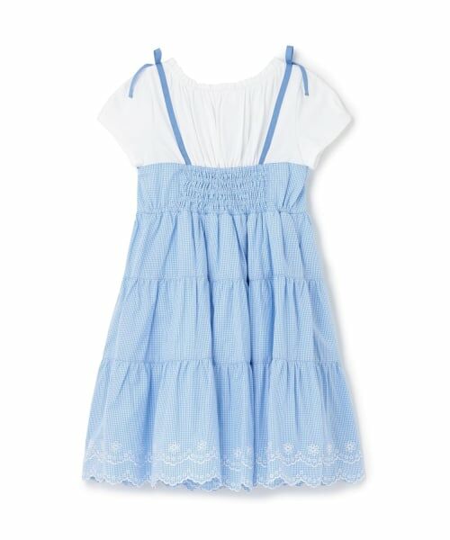 mezzo piano / メゾピアノ ミニ丈・ひざ丈ワンピース | 【人気商品再入荷】【直営店で取り扱い無し】カットワークギンガム　ドッキングワンピース | 詳細1