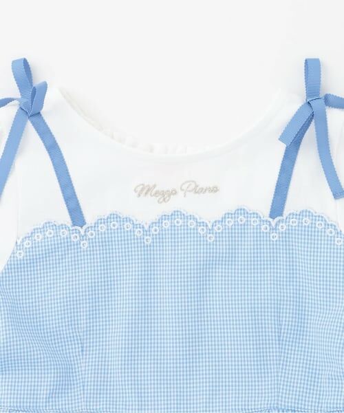 mezzo piano / メゾピアノ ミニ丈・ひざ丈ワンピース | 【人気商品再入荷】【直営店で取り扱い無し】カットワークギンガム　ドッキングワンピース | 詳細2