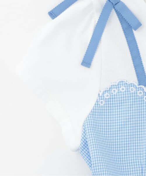 mezzo piano / メゾピアノ ミニ丈・ひざ丈ワンピース | 【人気商品再入荷】【直営店で取り扱い無し】カットワークギンガム　ドッキングワンピース | 詳細4