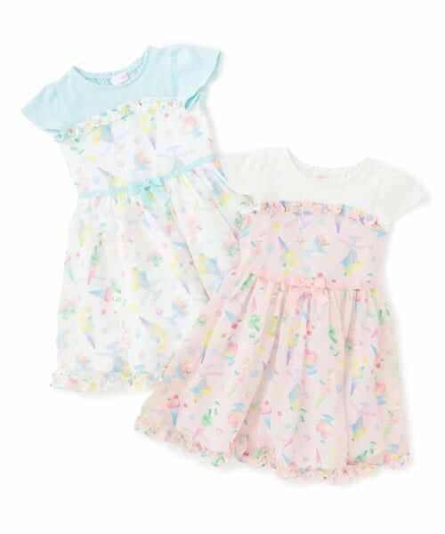 mezzo piano / メゾピアノ ミニ丈・ひざ丈ワンピース | 【人気商品再入荷】【直営店で取り扱い無し】フルーツシャーベット柄　ワンピース | 詳細7