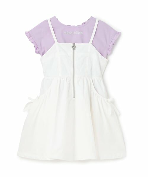 mezzo piano / メゾピアノ ミニ丈・ひざ丈ワンピース | 【人気商品再入荷】【直営店で取り扱い無し】フロントZIPキャミワンピース＆半袖Tシャツセット（オフ ホワイト）