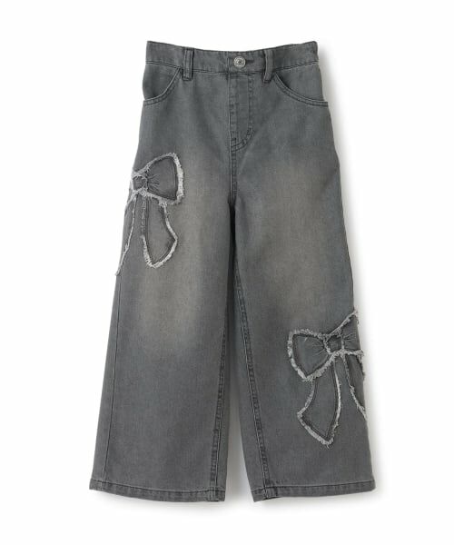 mezzo piano / メゾピアノ その他パンツ | リボンアップリケ　デニムパンツ（グレー）