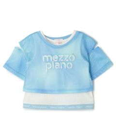 mezzo piano / メゾピアノ Tシャツ | 肩開きメッシュTシャツ　＆タンクトップセット