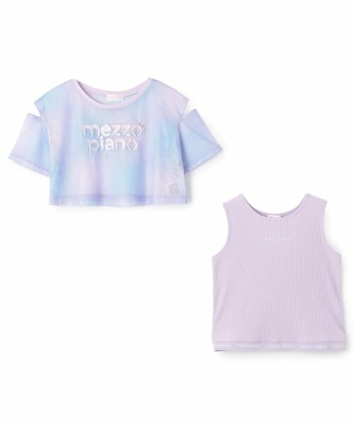 mezzo piano / メゾピアノ Tシャツ | 肩開きメッシュTシャツ　＆タンクトップセット | 詳細2