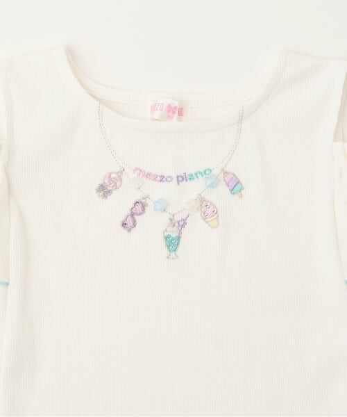 mezzo piano / メゾピアノ Tシャツ | ネックレス刺しゅう　肩開き2way　半袖Tシャツ | 詳細2