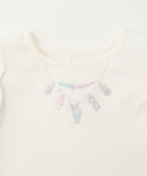 mezzo piano / メゾピアノ Tシャツ | ネックレス刺しゅう　肩開き2way　半袖Tシャツ | 詳細3