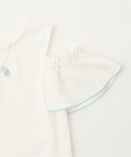 mezzo piano / メゾピアノ Tシャツ | ネックレス刺しゅう　肩開き2way　半袖Tシャツ | 詳細4