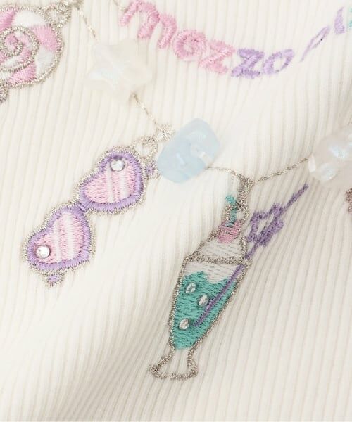 mezzo piano / メゾピアノ Tシャツ | ネックレス刺しゅう　肩開き2way　半袖Tシャツ | 詳細8