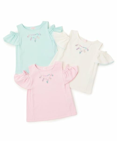 mezzo piano / メゾピアノ Tシャツ | ネックレス刺しゅう　肩開き2way　半袖Tシャツ | 詳細9