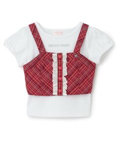 mezzo piano / メゾピアノ その他トップス | チェックビスチェ　＆半袖Tシャツセット