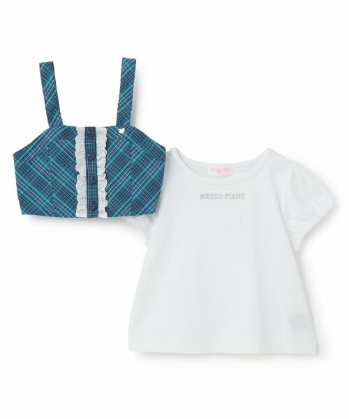 mezzo piano / メゾピアノ その他トップス | チェックビスチェ　＆半袖Tシャツセット | 詳細2