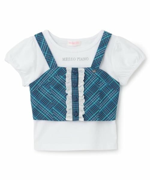 mezzo piano / メゾピアノ その他トップス | チェックビスチェ　＆半袖Tシャツセット（グリーン）