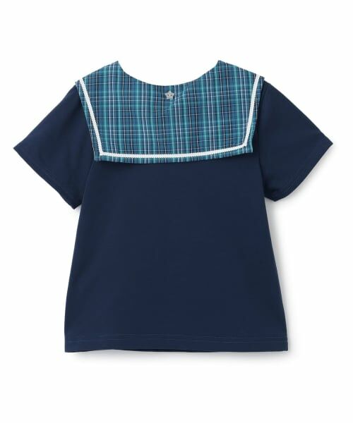 mezzo piano / メゾピアノ Tシャツ | チェックセーラー衿つき　半袖Tシャツ | 詳細1