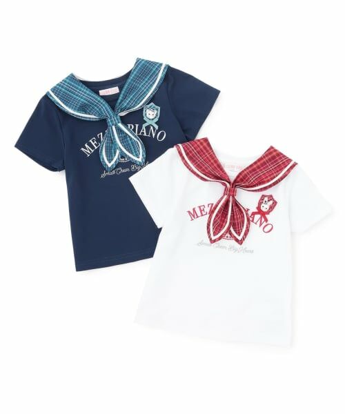 mezzo piano / メゾピアノ Tシャツ | チェックセーラー衿つき　半袖Tシャツ | 詳細11
