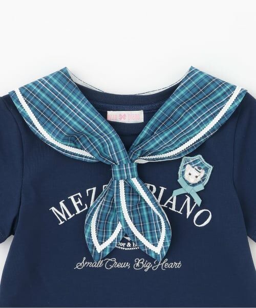 mezzo piano / メゾピアノ Tシャツ | チェックセーラー衿つき　半袖Tシャツ | 詳細2