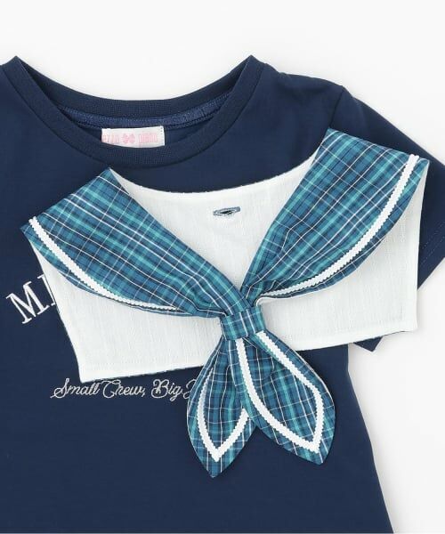 mezzo piano / メゾピアノ Tシャツ | チェックセーラー衿つき　半袖Tシャツ | 詳細3