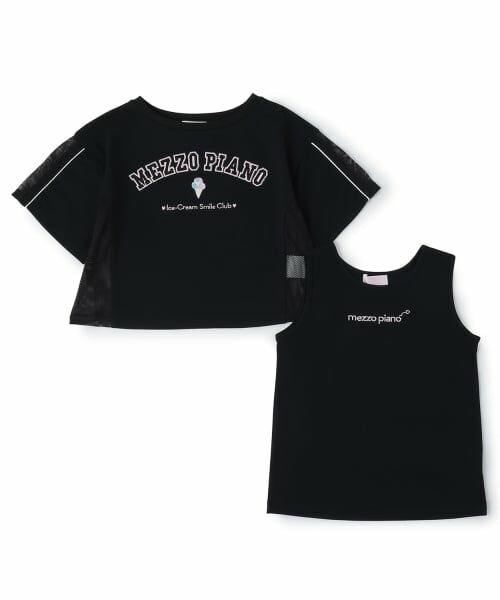mezzo piano / メゾピアノ Tシャツ | メッシュ切替Tシャツ　＆タンクトップセット | 詳細2