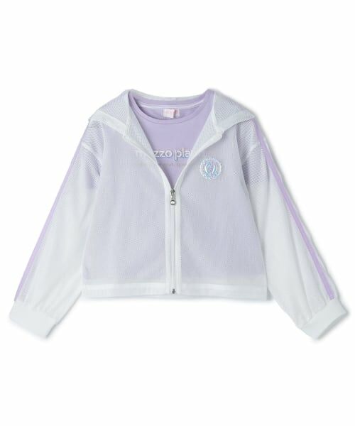 mezzo piano / メゾピアノ パーカー | メッシュZIPパーカ　＆肩開きTシャツセット（オフ ホワイト）