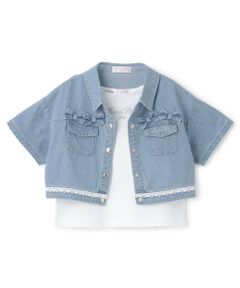 mezzo piano / メゾピアノ シャツ・ブラウス | 接触冷感デニムシャツ　＆Tシャツセット