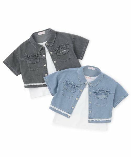 mezzo piano / メゾピアノ シャツ・ブラウス | 接触冷感デニムシャツ　＆Tシャツセット | 詳細13