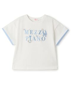 mezzo piano / メゾピアノ Tシャツ | キラキラリボン　ロゴ刺しゅう　半袖Tシャツ