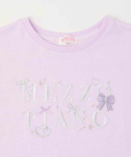 mezzo piano / メゾピアノ Tシャツ | キラキラリボン　ロゴ刺しゅう　半袖Tシャツ | 詳細3