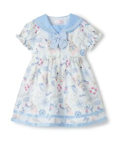 mezzo piano / メゾピアノ ミニ丈・ひざ丈ワンピース | ウサギ・ネコ　航海柄　セーラーワンピース