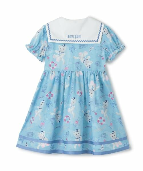 mezzo piano / メゾピアノ ミニ丈・ひざ丈ワンピース | ウサギ・ネコ　航海柄　セーラーワンピース | 詳細1